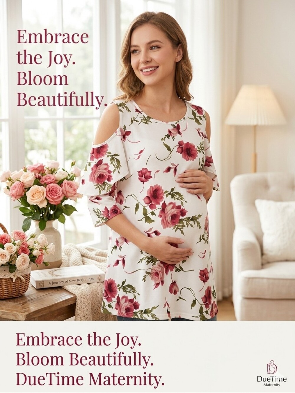 Maternity Floral Cold Shoulder